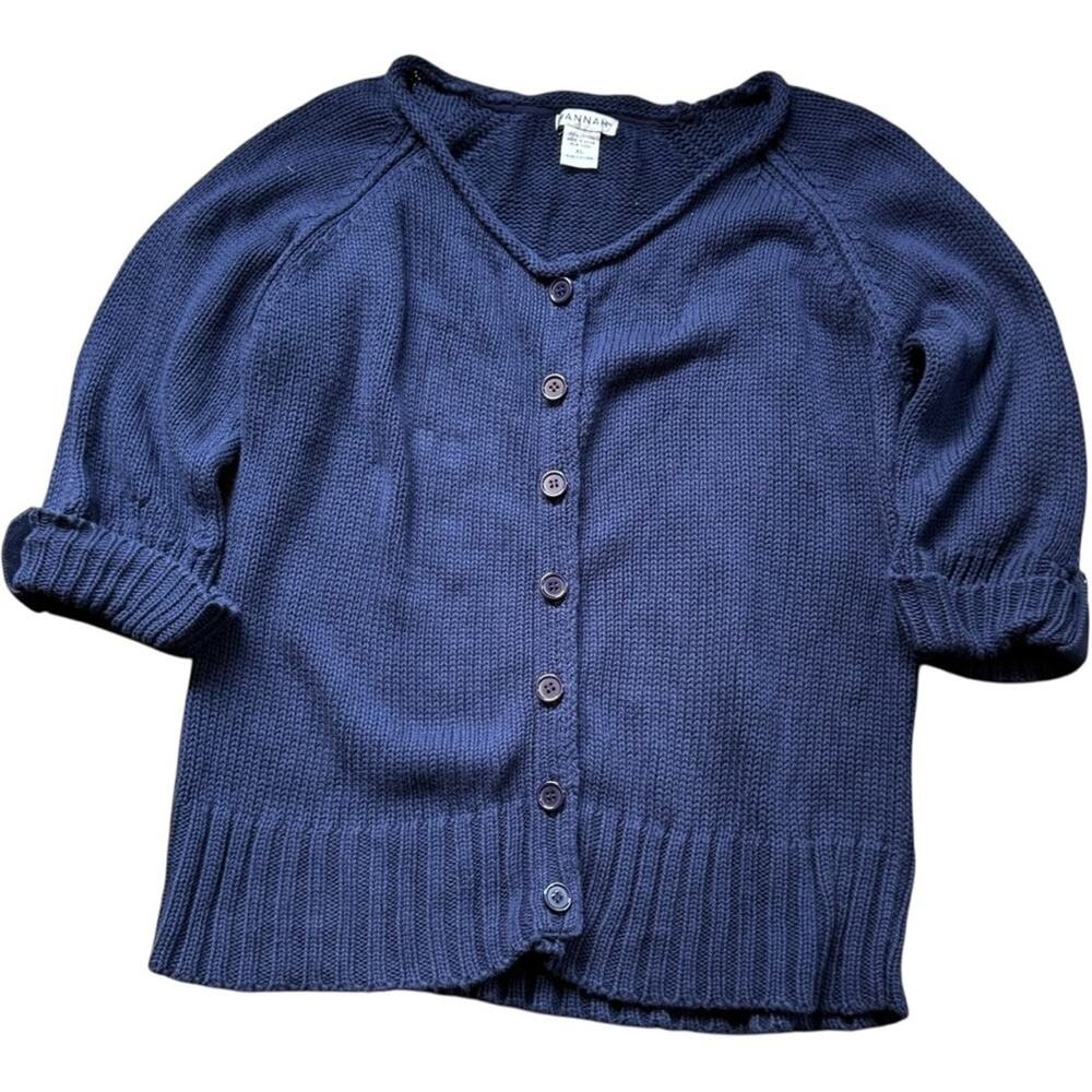 Hannah Women’s Navy Blue Button-Up Sweater Sz XL